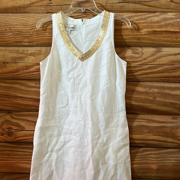 Sara Campbell White Linen Dress - Picture 3 of 10
